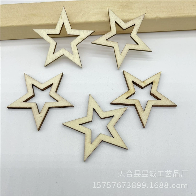 Деревянные поделки пятиконечная звезда полые щепы аксессуары ручной работы DIY Креативные аксессуары