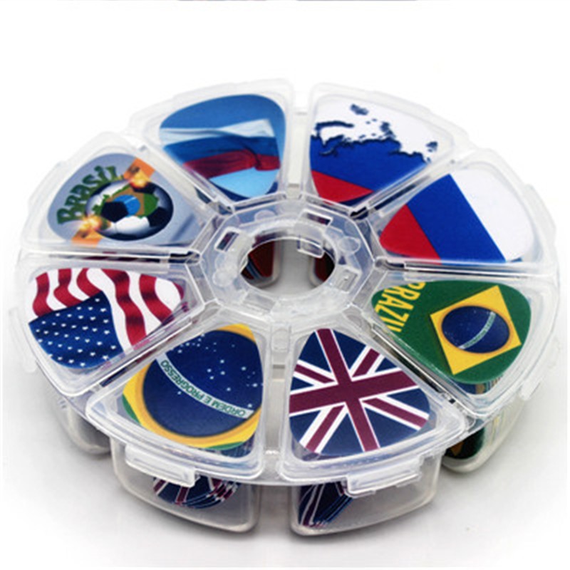 Juego de 50 púas de guitarra con diseño colorido, accesorios para instrumentos musicales, ukelele folk, accesorios para instrumentos musicales al por mayor.