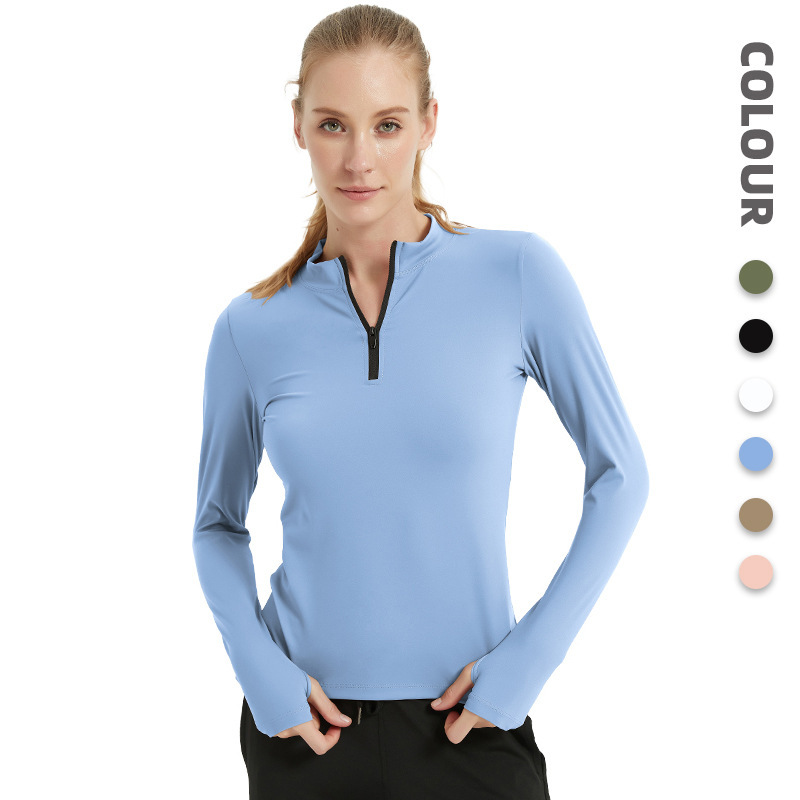 Cross-Border Half-Cardigan Yoga Clothing for Women, Spring and Summer High-Elastic Breathable Quick-Dry Training Running Sports T-Shirt Cross-Border Half-Cardigan Yoga Clothing for Women, Spring and Summer High-Elastic Breathable Quick-Dry Training Running Sports T-Shirt