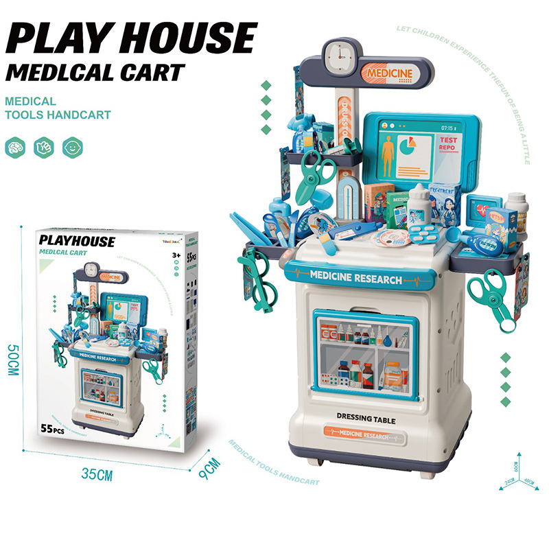 Transfronterizos infantiles de simulación de cocina set de cubiertos de tocador mesa de herramientas para el médico casero juguetes de carro médico