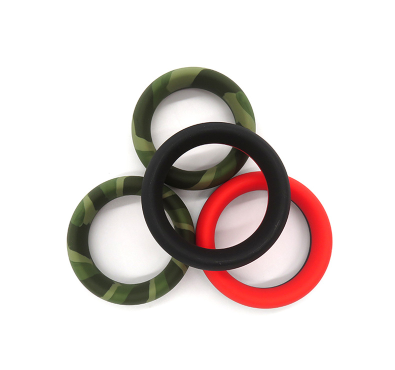 Camouflage Silicone Locking Cock Ring, 50mm Manual Delay Ring for Men — detail image 7