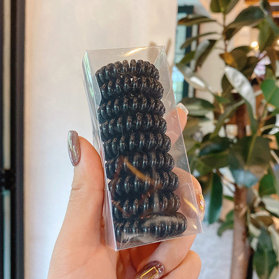 韓国風スイートヘアアクセサリー 夏用電話コード風丸型ヘアゴム 女性用高級感ヘアリング 丸型万能ヘアゴム 髪を結ぶゴムバンド|undefined