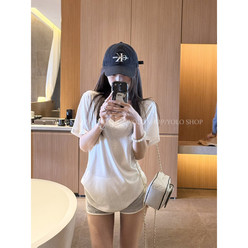 Yolo Shop Returns to Comfort 2.0 with Lyocell Relaxed Snowflake Pattern V-Neck Loose Simple Short-Sleeved T-Shirt # 4730J Yolo Shop Returns to Comfort 2.0 with Lyocell Relaxed Snowflake Pattern V-Neck Loose Simple Short-Sleeved T-Shirt # 4730J