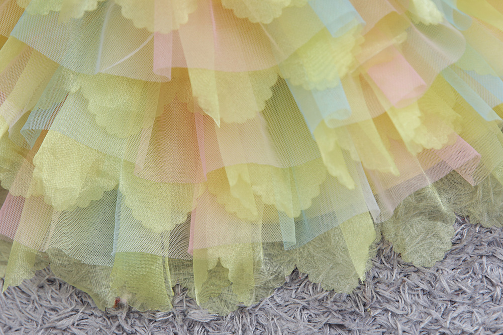 Großhandel Kinder Regenbogenfarben Netz Gaze Kleid Nihaojewelry display picture 2
