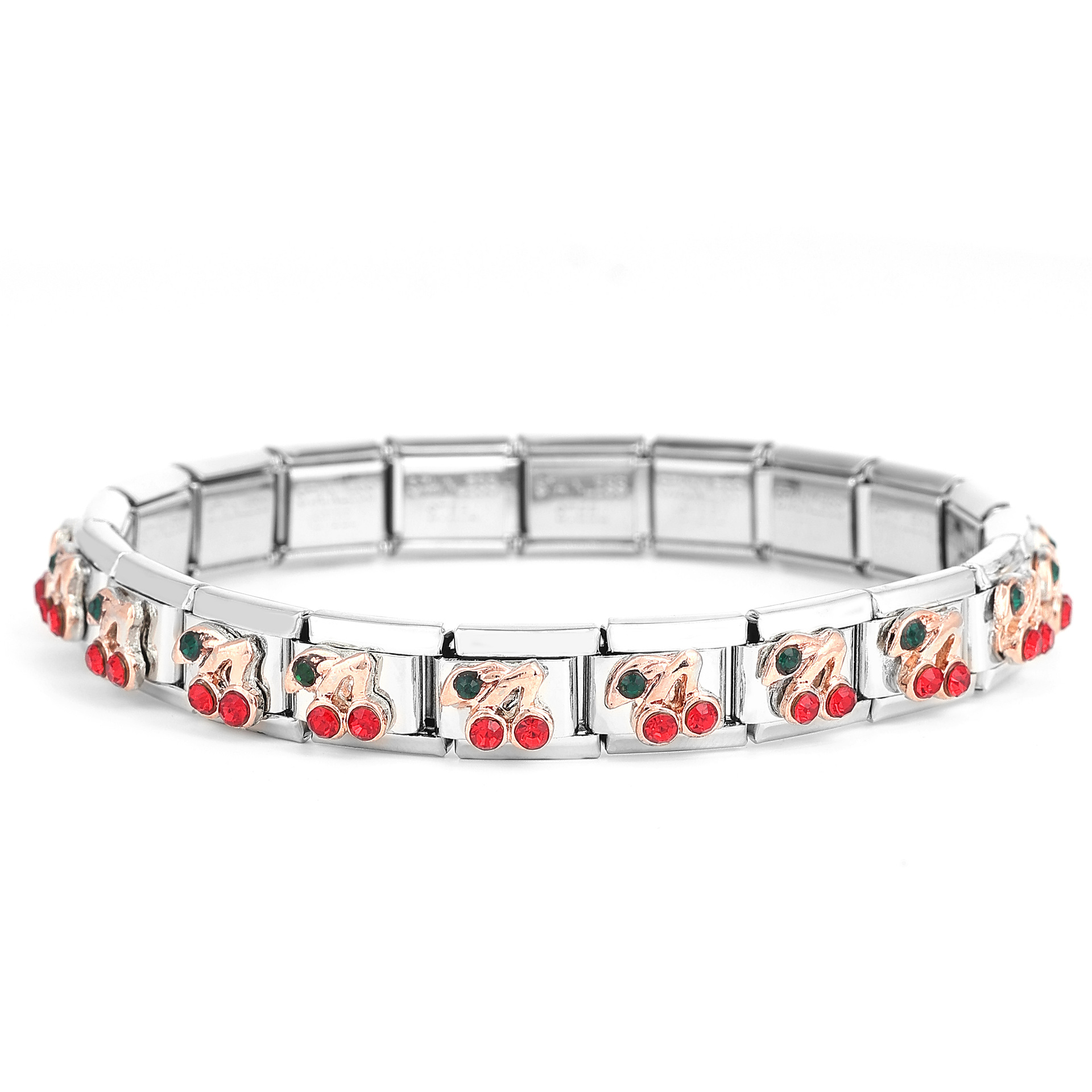 Popular Nordic Italian 9mm Universal Stainless Steel Color Module Bracelet Rainbow Rooster Pearl Crown Diy Bracelet display picture 5