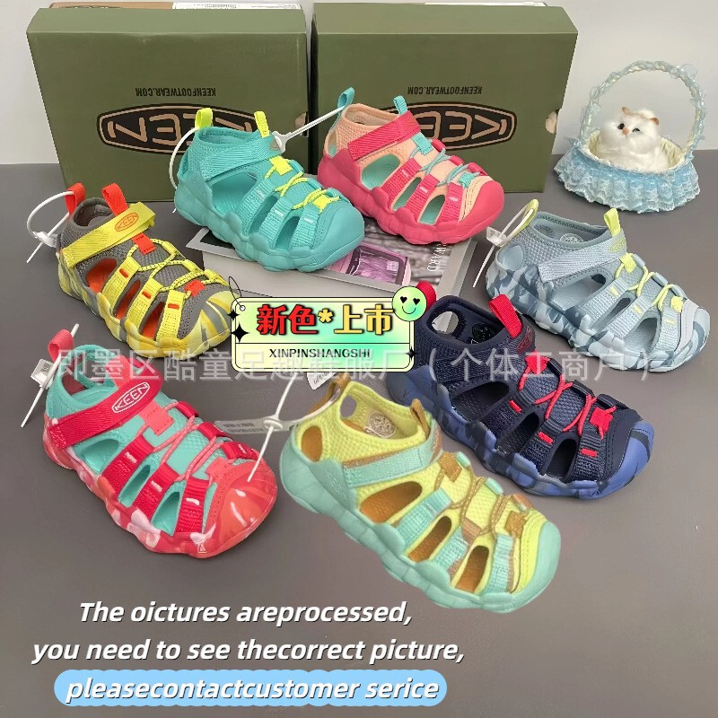 Kn003 Top-Grade Keen Children's Water Shoes with Toe Cap for Boys and Girls, Outdoor Creek-Tracing Shoes, Sandals with Velcro