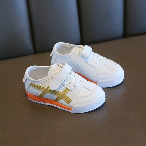 2024 Spring and Autumn Children's New Color Matching Single Shoes Boys' Sports Shoes Casual White Shoes Baby Soft Sole Anti-Slip Shoes