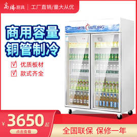 穗凌LG4-682M2F商用冷藏柜保鲜柜玻璃门双门饮料展示冷柜立式冰柜