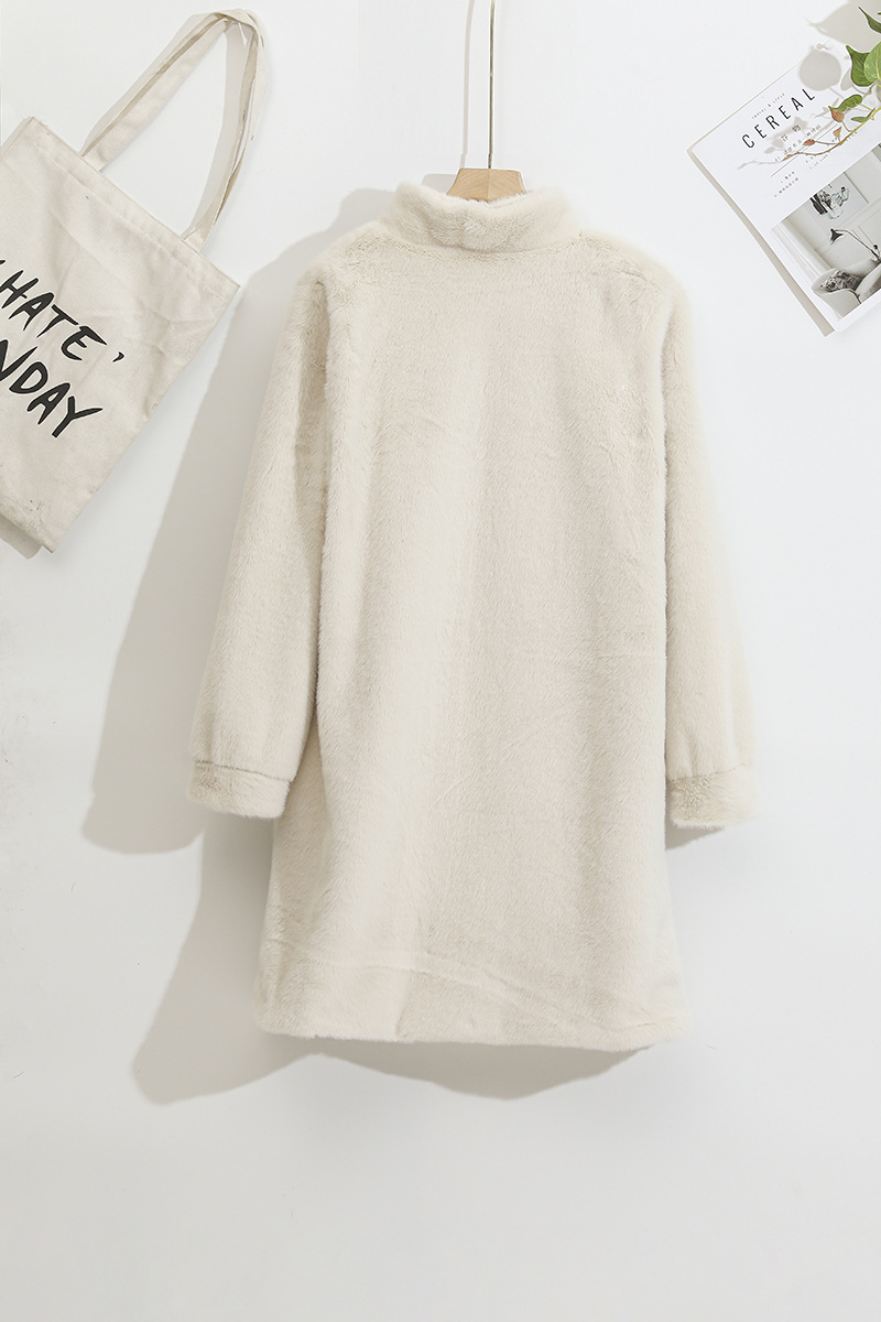 Women's Clothing new women's white stand collar thickened mink coat Winter mid length temperament fur coat for women_voghion.com