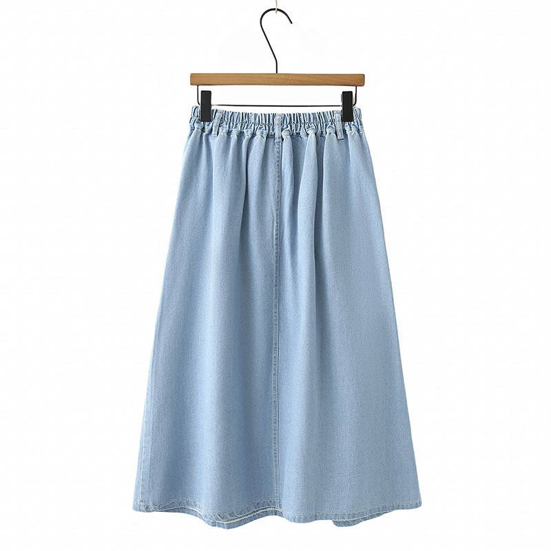 Long skirt, fashionable jeans, trousers, plus size, mid-length, high waist, A-line, fitted