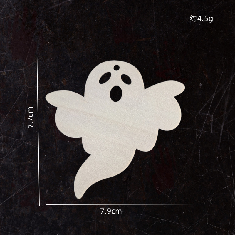 クロスボーダー木製ハロウィン中空装飾ウッドチップ DIY 子供のクリエイティブ未完成ゴースト魔女工芸品|undefined