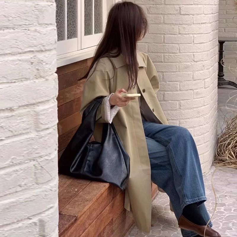女士休闲风衣外套女款2025年新款春秋季中长款大衣小个子薄款气质|undefined