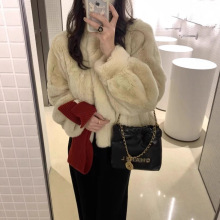 獭兔毛皮草外套女短款秋冬立领宽松新款小个子韩版软糯宽松