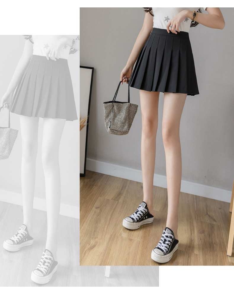 175g Weight Above Knee Dress Length Type Pleated Skirt Dresses Type Polyester Fabric Type Casual Solid Color Skirts Polyester Pleated Skirt Above Knee Bottoms