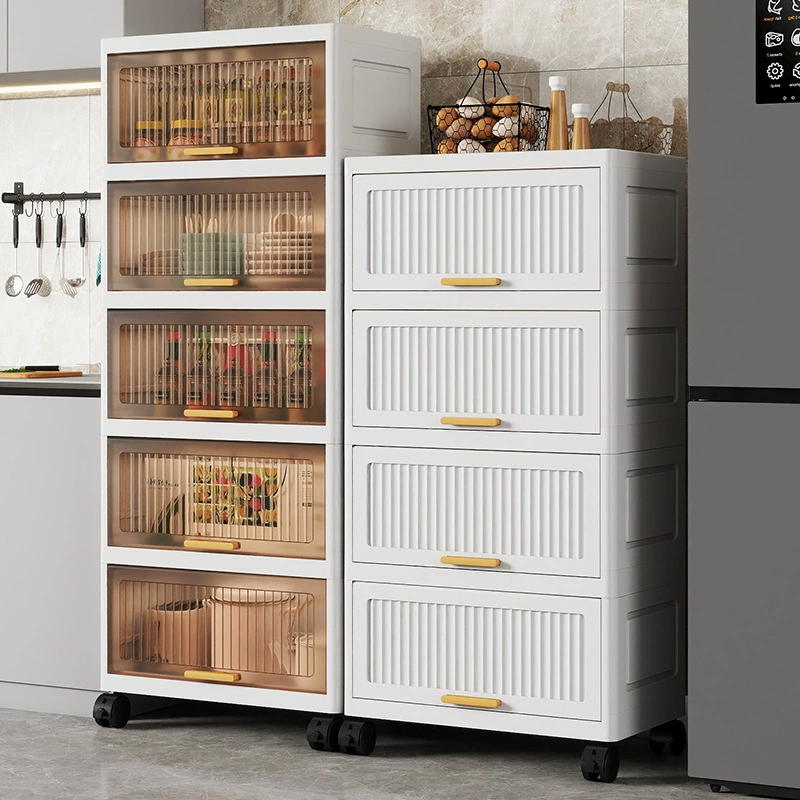 Multi-layer Storage Cabinet Box with Wheels, 50×45×15 cm, Stackable 2–6 Layers