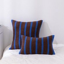 美拉德复古条纹抱枕双面半边绒针织腰枕抱枕客厅卧室样板间靠枕垫