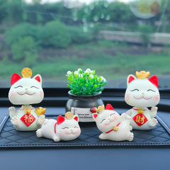 Car accessory lucky cat adorable resin creative cartoon figurine lucky cat car interior decoration one piece drop shipping