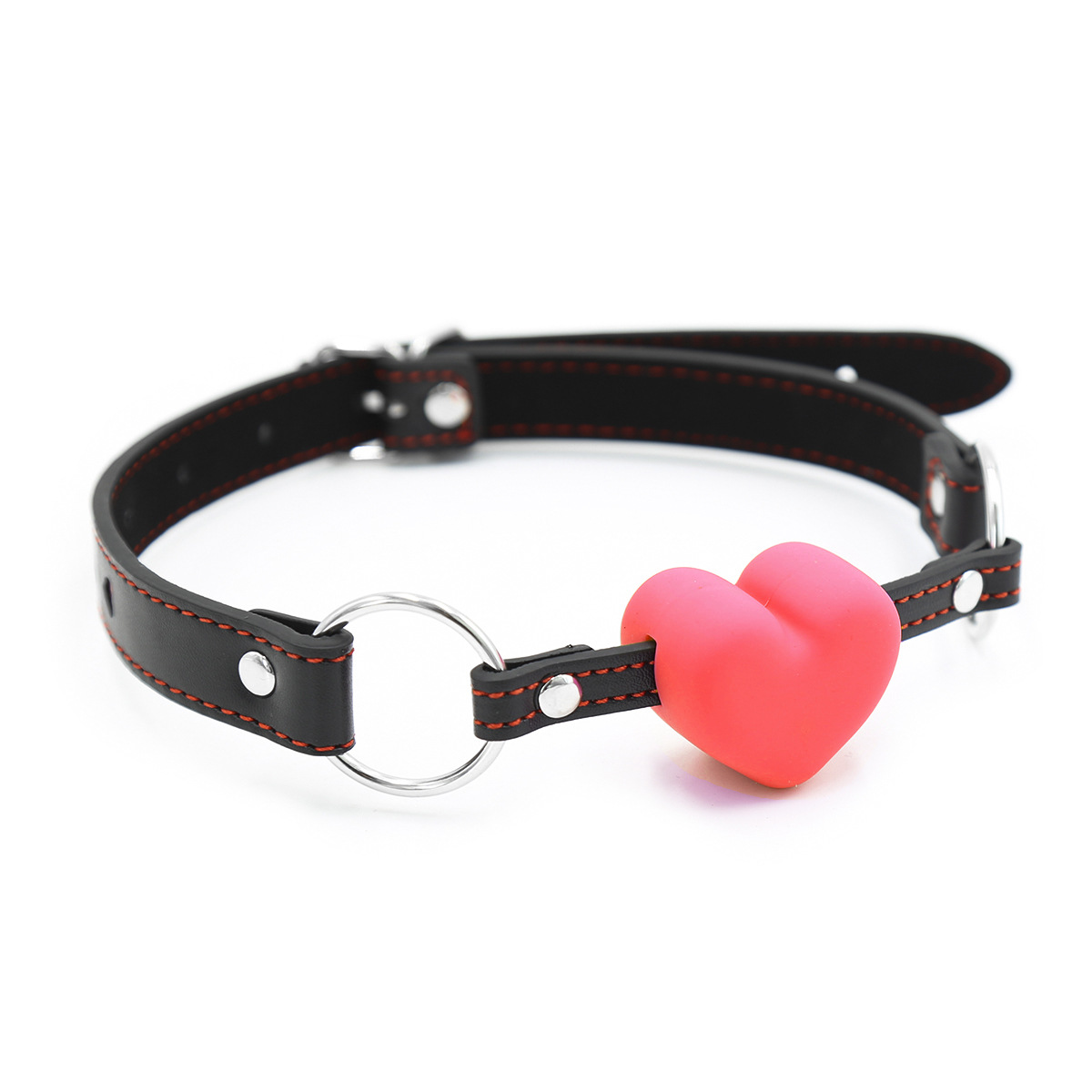 Tienda de fábrica al por mayor sexy boca bola boca en forma de corazón enchufe amor silicona suave bola boca bola gag adulto juguete