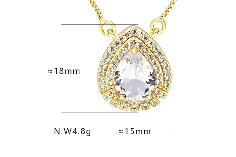 5g Weight Festival Occasion Copper Material Water Droplets Pattern Women'S Gender Plating Design Simple Style Style Black Color Simple Gold-plated Water Drop Colorful Zircon Necklace Wholesale 无