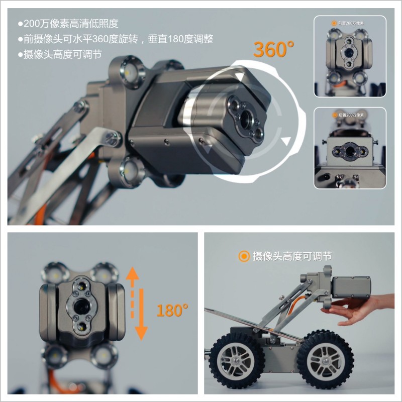 Senpan boru hattı robotu endüstriyel endoskop kamerası, iç video incelemesi için belediye dedektörü geniş açılı.