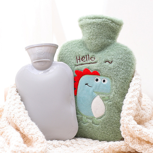 New hot compress stomach warm water bag velvet cover small student hand warmer light luxury cartoon plush water-filled hot water bottle
