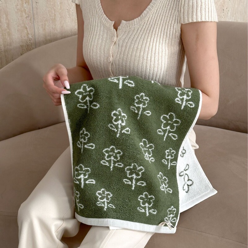 Korean style retro floral bathroom towel Class A cotton face towel absorbent household face towel bath bath towel Nordic