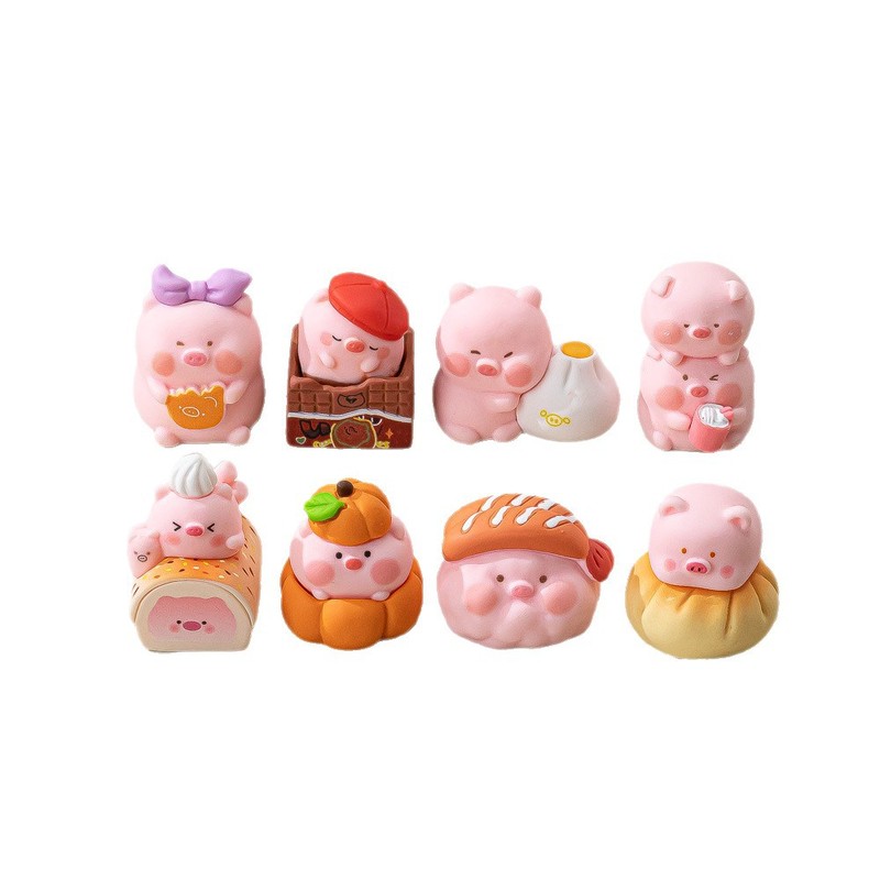 新品食玩甜品猪 盲袋萌粒diy饰品挂件钥匙扣公仔桌面摆件树脂配件|undefined