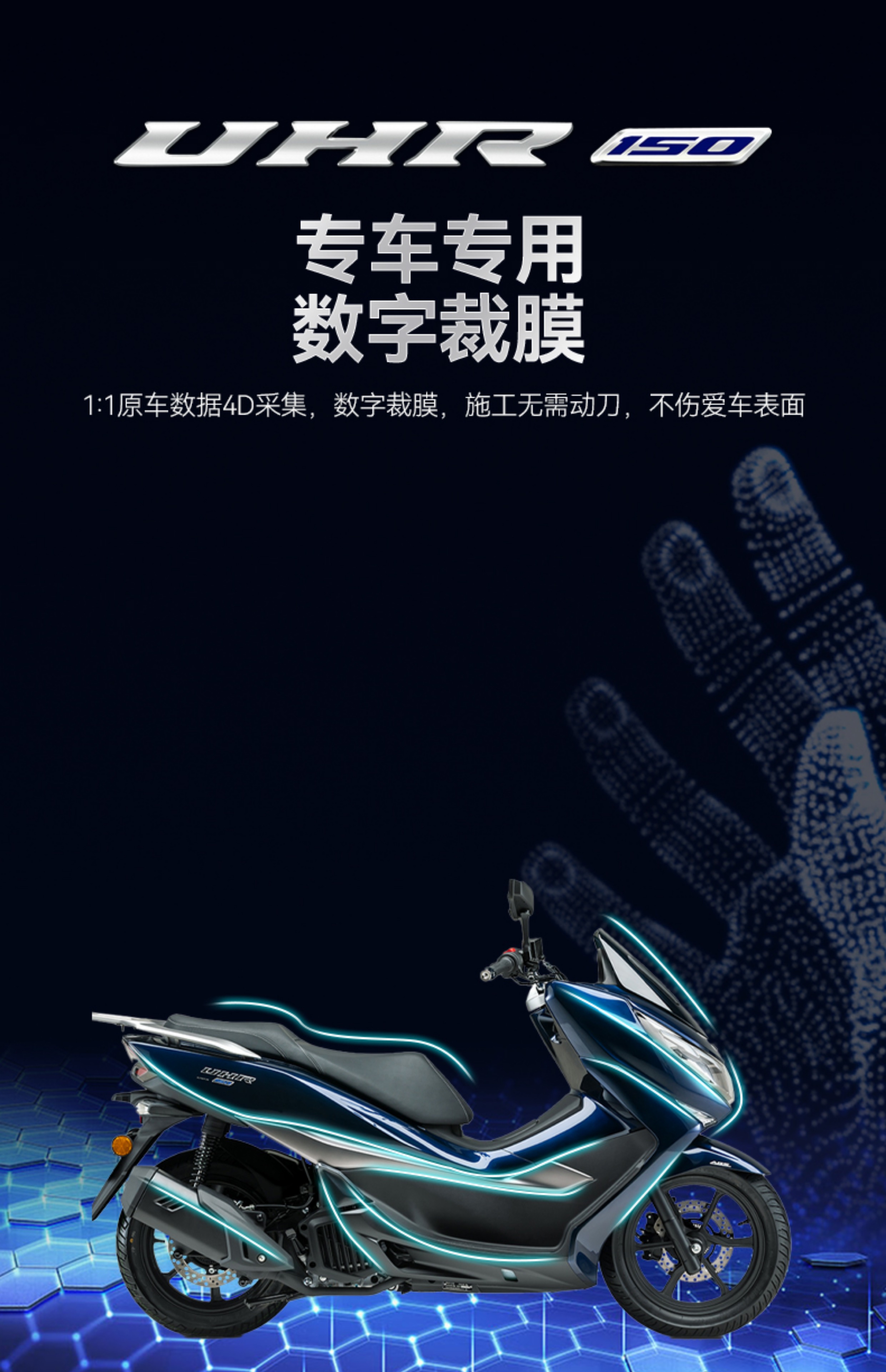 Suitable for Haojue UHR150 invisible car cover, body paint protection film, transparent, self-scratch-resistant, waterproof modification