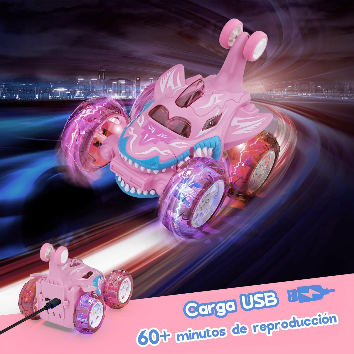 Amazon explosivo coche de acrobacias eléctricas para niños control remoto cruzado con luces cool coche de juguetes para niños y niñas