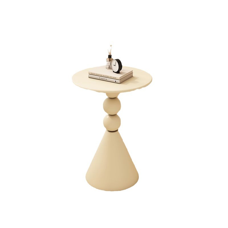 Mesa auxiliar nórdica de hierro forjado para apartamentos pequeños, estilo crema para sala de estar, mesa de centro redonda creativa, mesa auxiliar de cristal para sofá, sencilla y moderna.