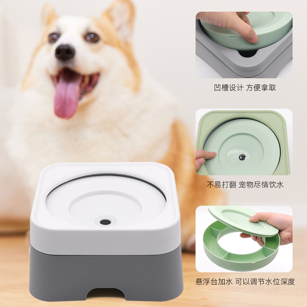 Tazón de comida lenta para mascotas transfronterizas Tazón de agua flotante anti-volcado para perros Bebedero para gatos Tazón de agua para perros Tazón de comida para perros de acero inoxidable