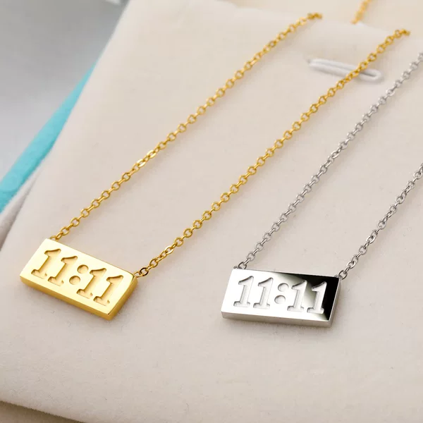 European and American Cross-Border New Stainless Steel Necklace Accessible Luxury Niche High-End Sense 11:11 Necklace Women's Design Steel Brand Jewelry