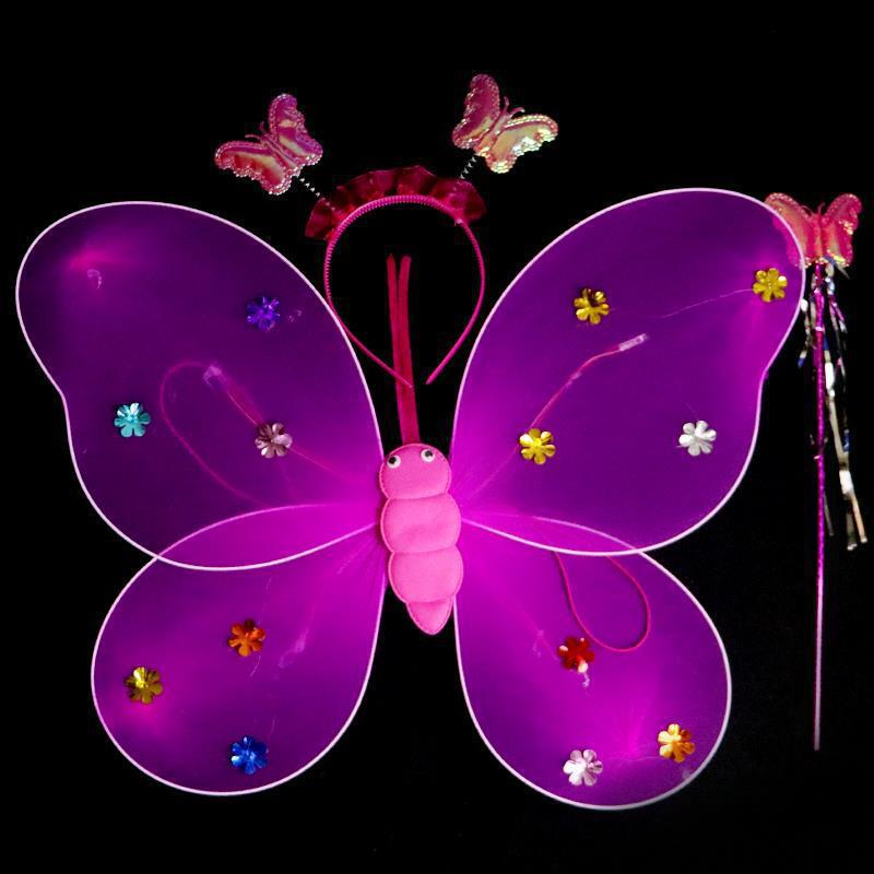 Mariposa brillante alas juguetes para niños regalos de cumpleaños estrella falda de hadas palo pequeña princesa conjunto de props