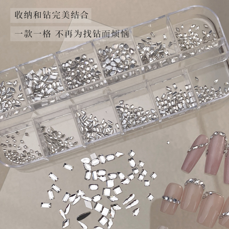 Nail Art Split Mixed Shaped Flat Bottom Diamond New Super Flash Snowflake Diamond Mini Crystal Zircon Star Material Bag