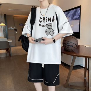 Ice Silk Short-Sleeved T-Shirt Suit for Boys Junior High School Students 2025 New Casual Sports Clothes Teenagers and Older Children Summer Clothes