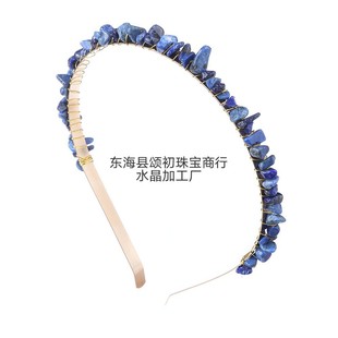 Natural crystal gravel hairband clip, colorful bangs one-word clip, high-end irregular handmade gravel clip accessories