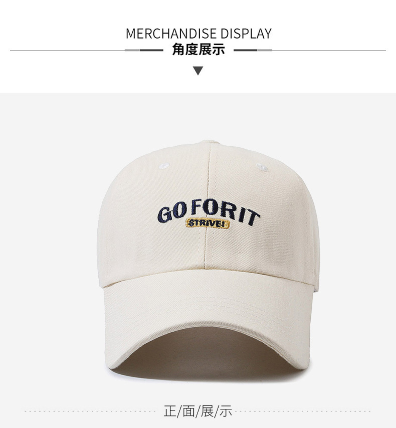 Kadınlar için yaz beyzbol şapkası GOFORIT Kore versiyonu ins erkekler için moda işlemeli mektup kap yüz zayıflama sert şapka
