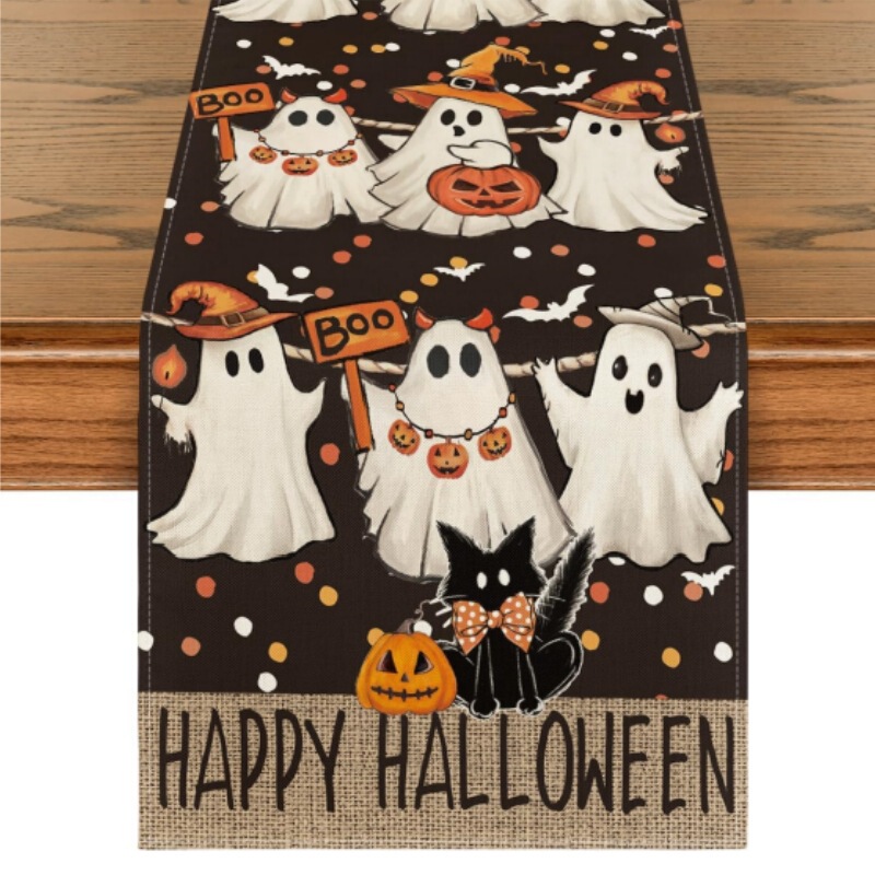 Amazon ベストセラー ハロウィン パンプキン テーブル フラグ リネン プリント テーブル デコレーション テーブルクロス パーティー ライト 高級 クリエイティブ テーブルクロス|undefined