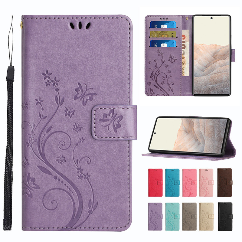 Suitable for Google 10A Pixel9Xl/10Pro Mobile Phone Leather Case Pixel8A Butterfly Embossed Protective Case European and American Style