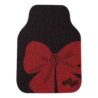 car mats, anti-dirt floor mats, Universal Foot Pad - large-bowknot-silk-loop-floor-mat-front1black-base