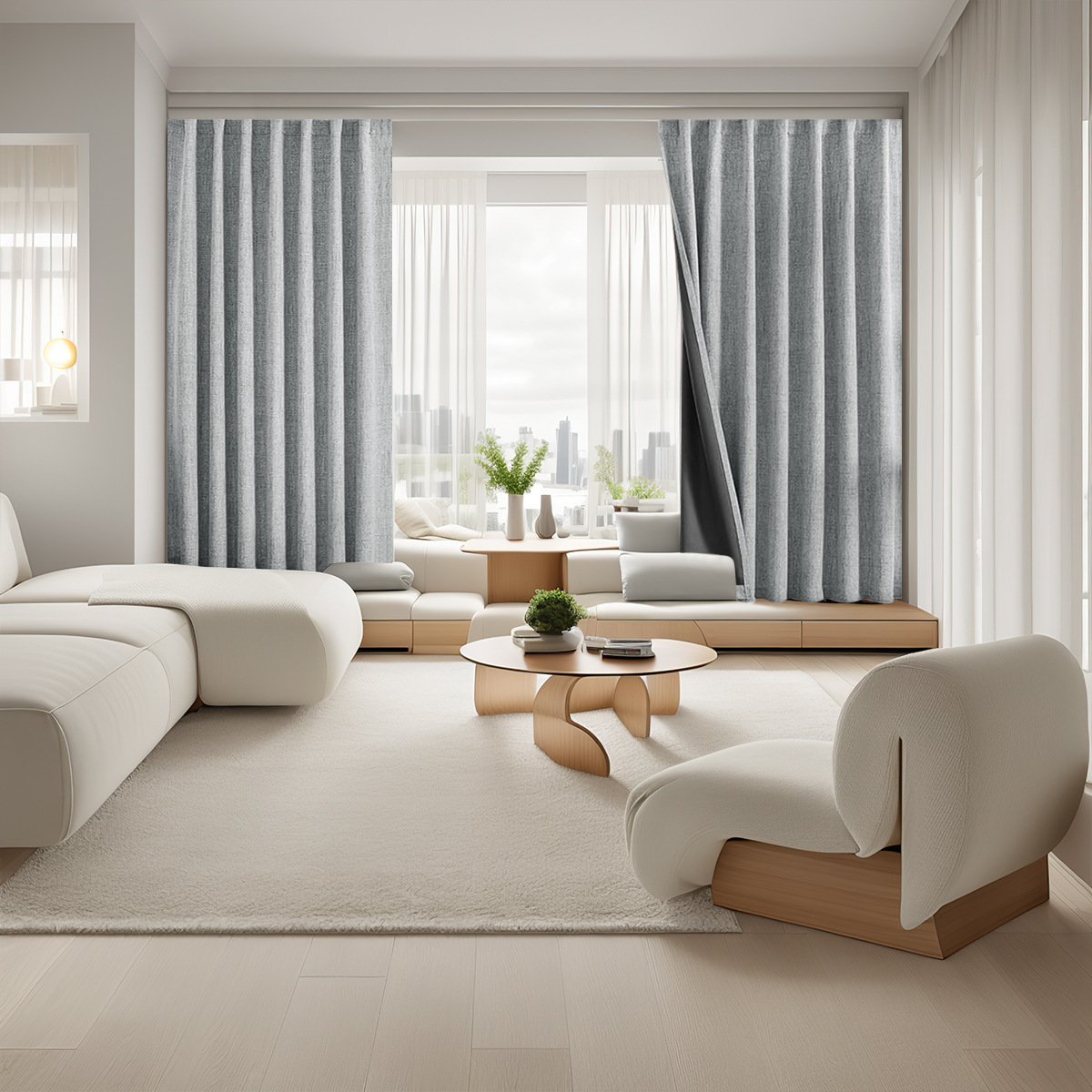 Las cortinas opacas completas de lino vegetariano transfronterizo de Amazon envían cortinas terminadas perforadas con cuerda de amarre spot TEMU nueva generación