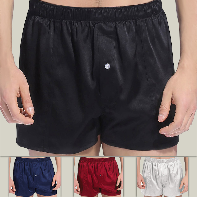 Solid Color 100% Mulberry Silk Sports Comfortable Boxer Briefs Wholesale 19mm Men's Seamless Silk Underwear Boxer Briefs