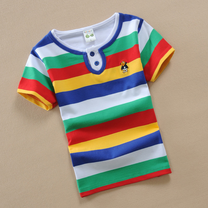 Children's summer elastic cotton short sleeve T-shirt for boys for…