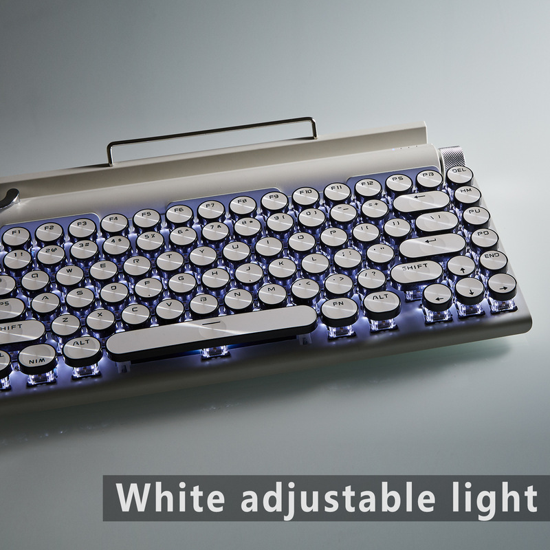 スポットパンク機械キーボードレトロrgb発光デュアルモード有線bluetoothゲームオフィスキーボードメッキ丸キー|undefined
