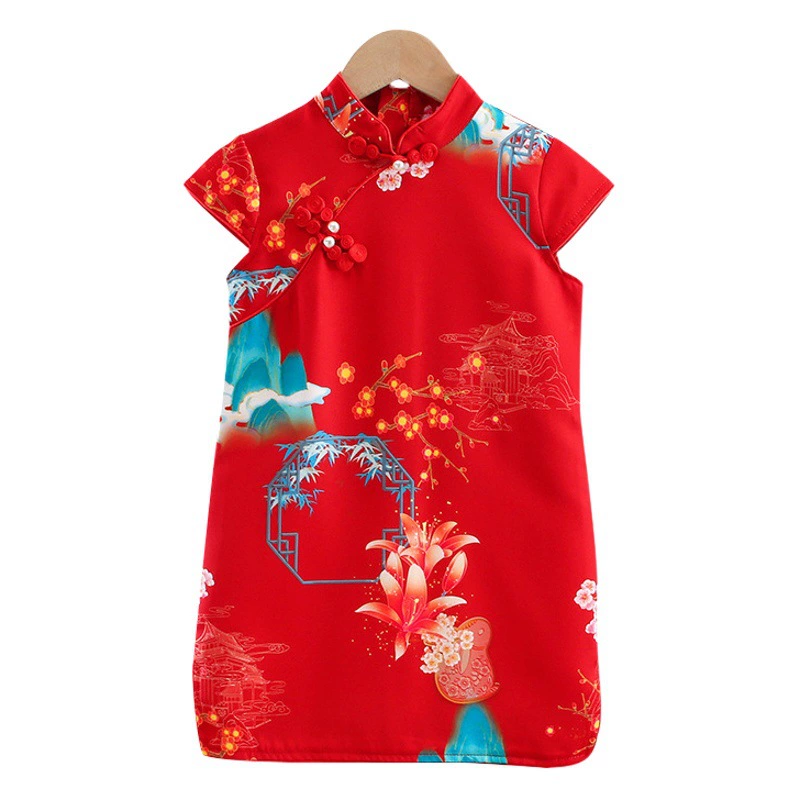 Детская одежда для выступлений Cheongsam 2023 Новый костюм для девочек в китайском стиле Тан, студенческое клетчатое платье в стиле ретро в этническом стиле