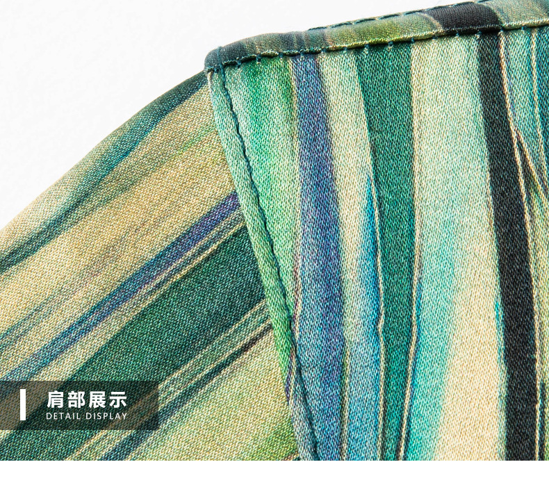 Áo polo nam tay ngắn lụa tơ tằm cổ bẻ họa tiết — Màu xanh lá cây sơn dầu 6133 chi tiết 14