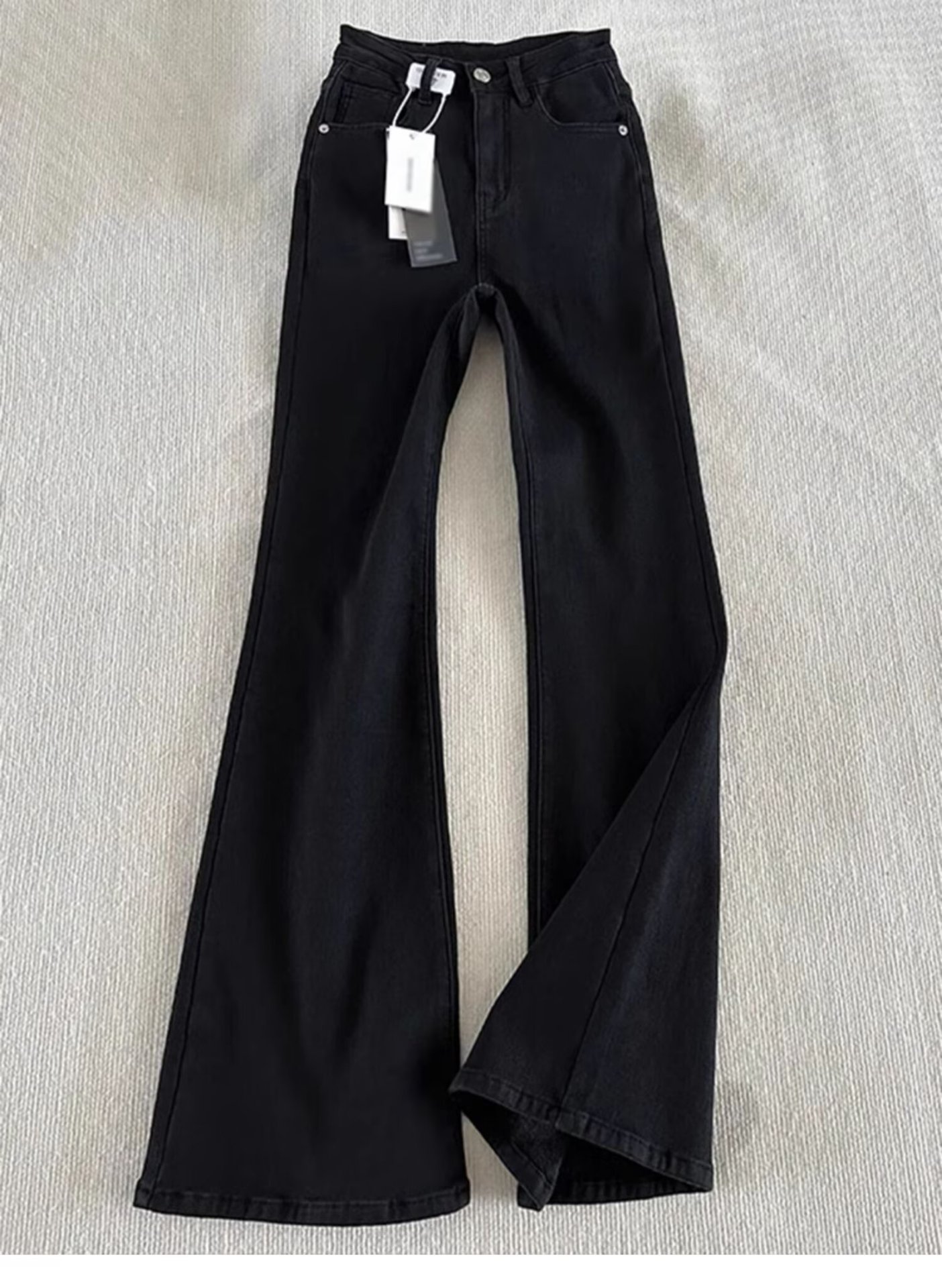 Men's Clothing Men's Plus Size Curved Flare Jeans Black Elastic Waist High Street Style Spring Autumn Fashion Vibe Pants_voghion.com