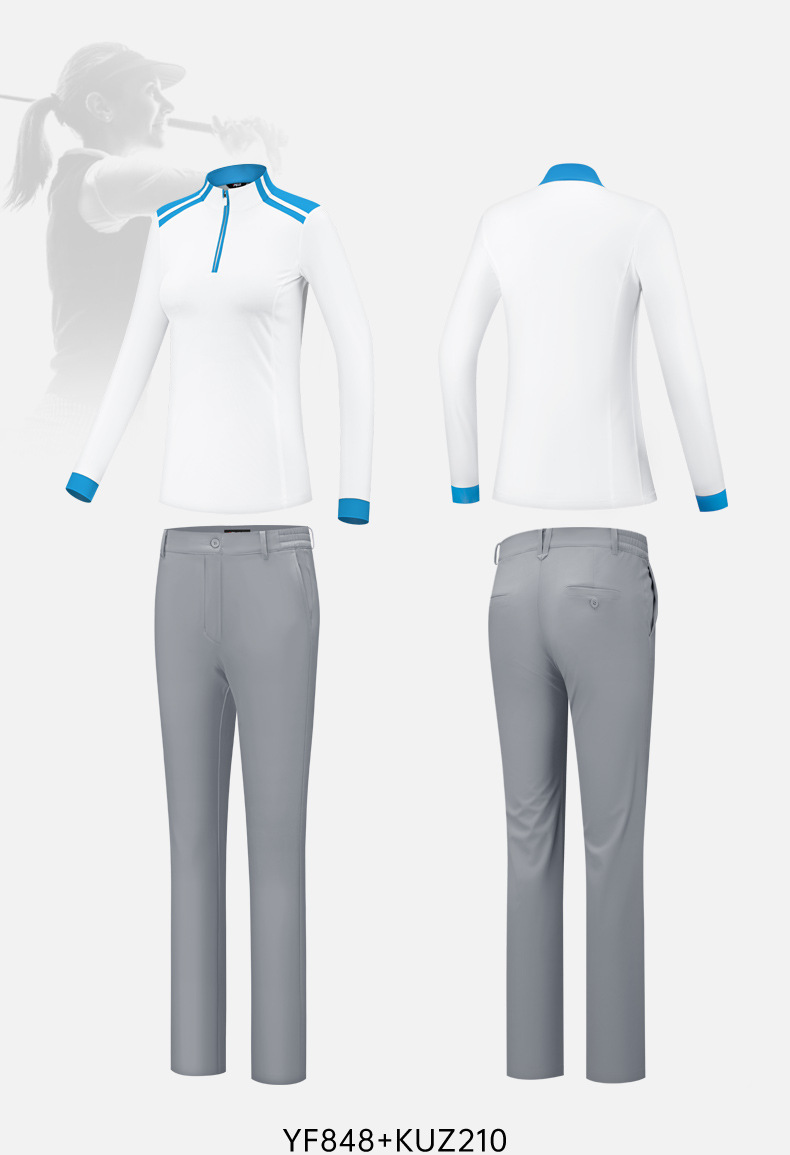 Áo polo dài tay đồng phục golf in logo miễn phí — Bộ đồ caddie nữ [Quần trên màu xanh nhạt] YF848 KUZ210/209, Bộ đồ caddie nữ [quần áo màu xanh nhạt] YF851 KUZ210/209, Bộ đồ cùng mẫu cho nam tùy chỉnh, Bộ đồ caddie nữ [quần áo màu xanh] YF850 KUZ210/209 chi tiết 81