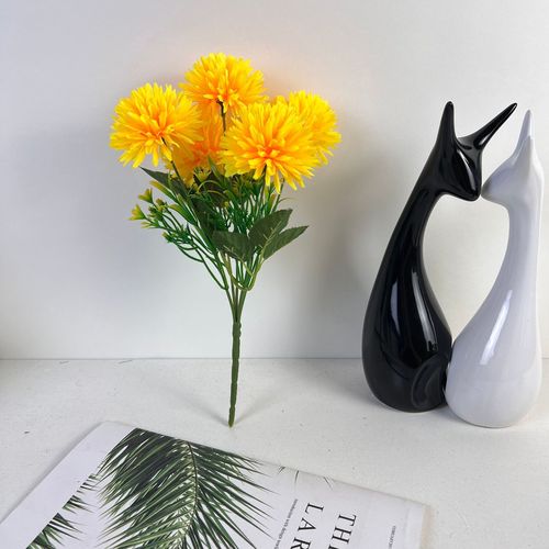 Simulated 5-head ball chrysanthemum, small handful of fake flowers for home, chrysanthemums, silk flowers, dandelions, wedding decorations, cross-border wholesale