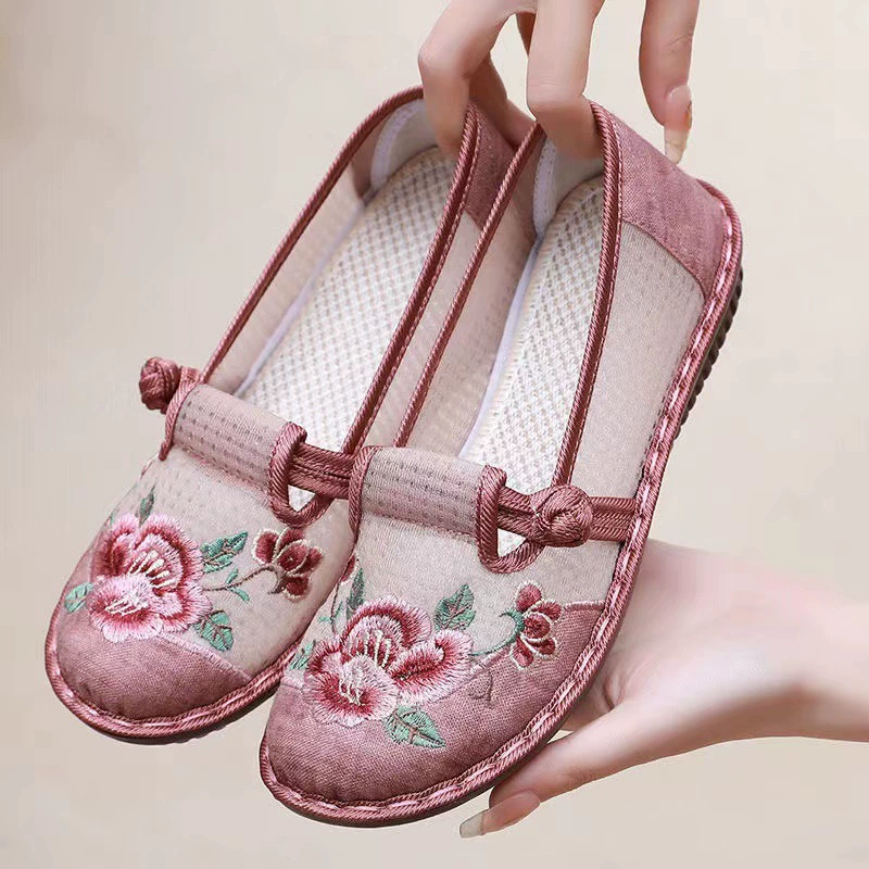 2023 летние новые старые Пекинские тканевые туфли, женские лоферы, обувь с мягким низом и вышивкой, обувь без шнуровки в этническом стиле, ханьфу